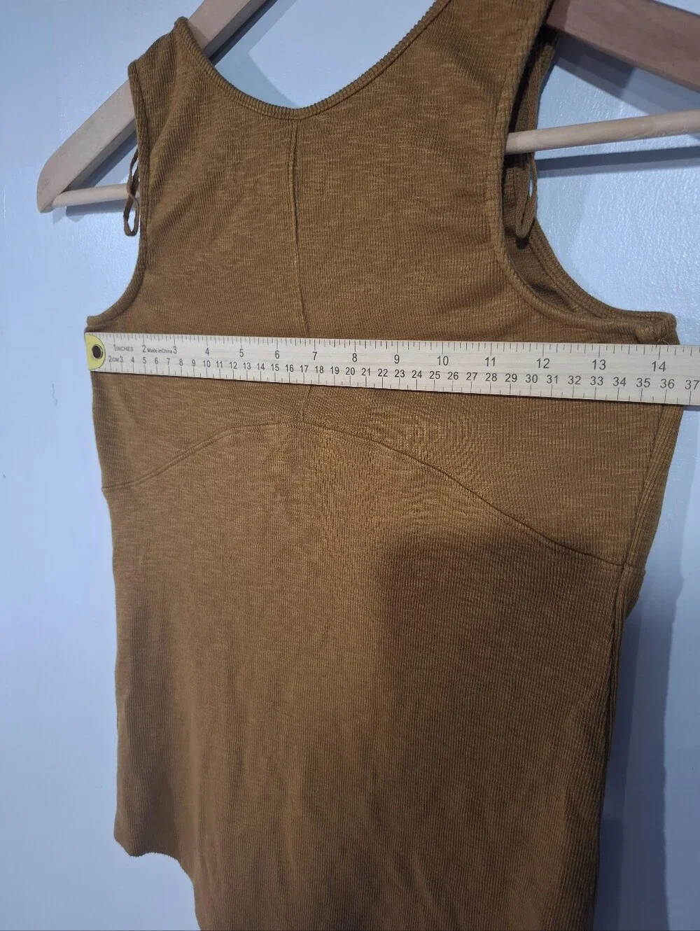 Free People Lace-Up Ribbed Tank Top - Rust Brown Sz M Babydoll Boho
